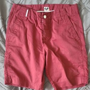 Red Cotton Blend Bermuda Shorts Knee-Length